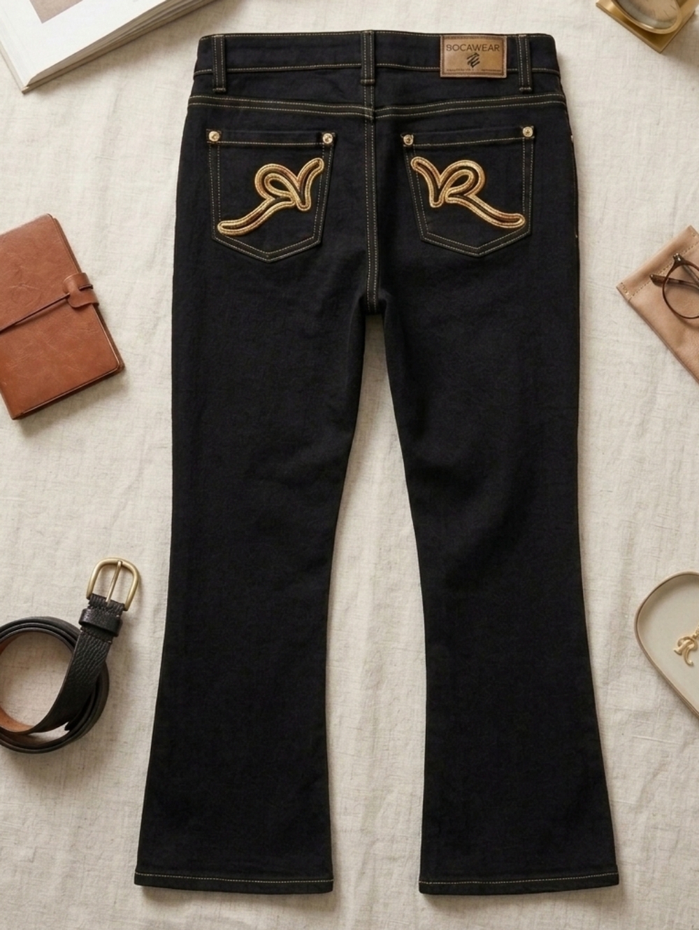 Rocawear Authentic Cotton Dark Wash Denim Blue Jean Boot Cut Pants Jeans